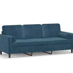 Canapés-vidaXL Canapé 3 places avec oreillers décoratifs 180 cm velours Bleu