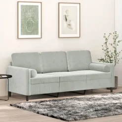vidaXL Canapé 3 places avec oreillers 180 cm velours