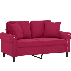 Canapés-vidaXL Canapé 2 places avec oreillers bordeaux 120 cm velours Rouge bordeaux