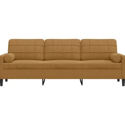 Canapés-vidaXL Canapé 3 places avec oreillers décoratifs 210 cm velours Marron