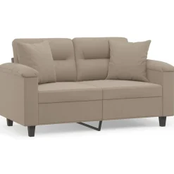 vidaXL Canapé 2 places avec oreillers 120 cm tissu microfibre