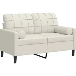vidaXL Canapé 2 places avec oreillers décoratifs crème 120 cm velours