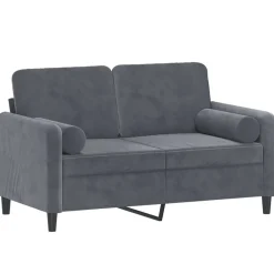 Canapés-vidaXL Canapé 2 places avec oreillers 120 cm velours Gris foncé