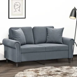 vidaXL Canapé 2 places avec oreillers 120 cm velours