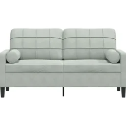 Canapés-vidaXL Canapé 2 places avec oreillers 140 cm velours Gris clair