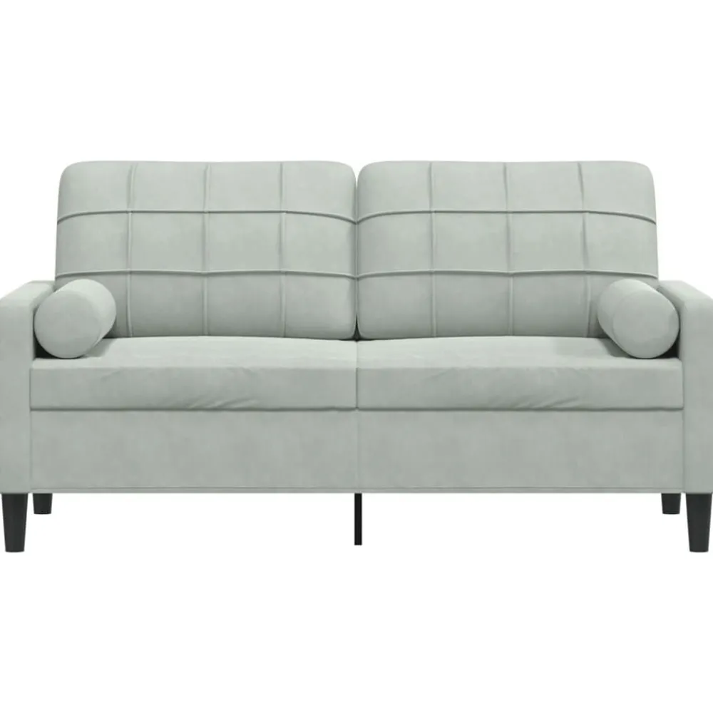 Canapés-vidaXL Canapé 2 places avec oreillers 140 cm velours Gris clair