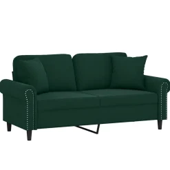 Canapés-vidaXL Canapé 2 places avec oreillers 140 cm velours Vert foncé