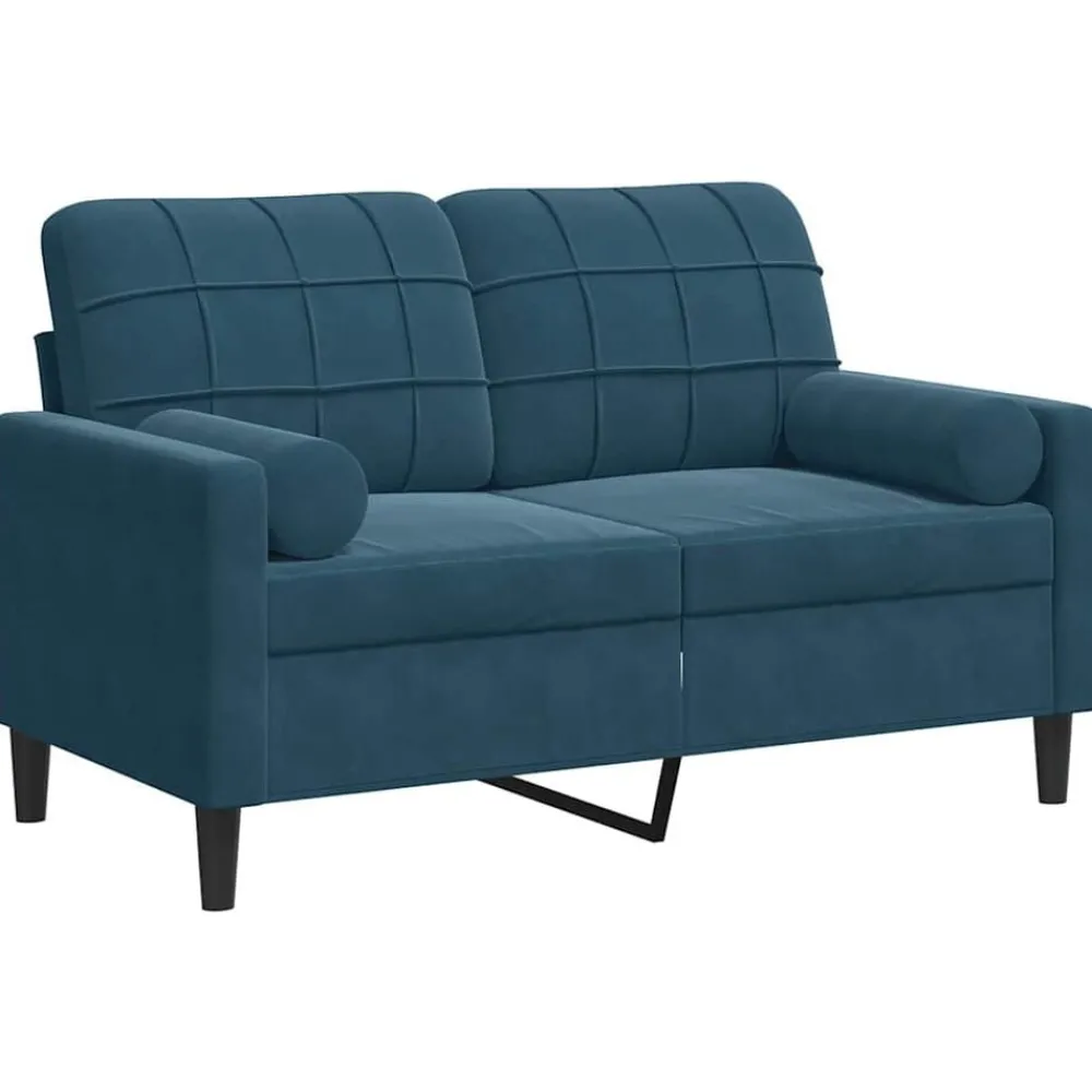 Canapés-vidaXL Canapé 2 places avec oreillers décoratifs 120 cm velours Bleu