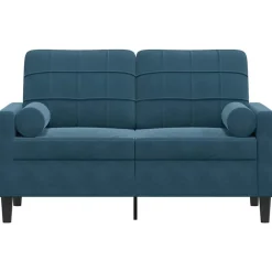 Canapés-vidaXL Canapé 2 places avec oreillers décoratifs 120 cm velours Bleu