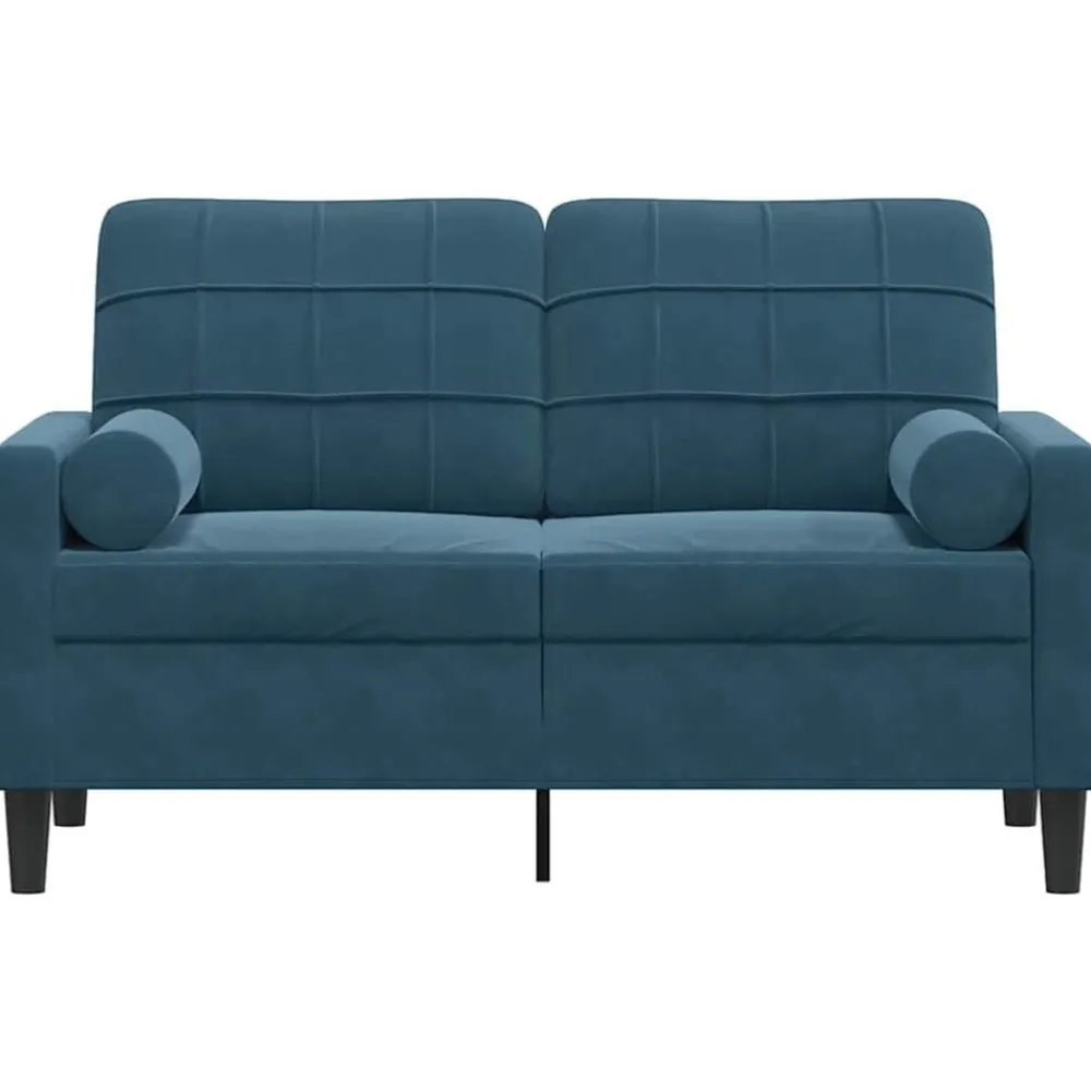 Canapés-vidaXL Canapé 2 places avec oreillers décoratifs 120 cm velours Bleu