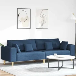 Canapés-vidaXL Canapé avec coussin 250 x 77 x 76 cm tissu Bleu