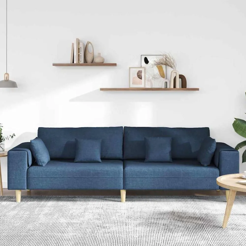 Canapés-vidaXL Canapé avec coussin 250 x 77 x 76 cm tissu Bleu