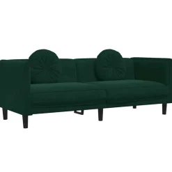 Canapés-vidaXL Canapé avec coussins 3 places velours Vert foncé