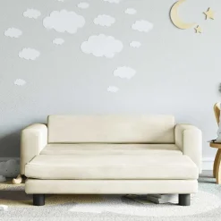 Mobilier Pour Bébés & Tout-Petits-vidaXL Canapé avec repose-pied pour enfants crème 100x50x30 cm velours Cr&egrave;me