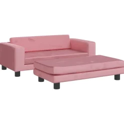 Mobilier Pour Bébés & Tout-Petits-vidaXL Canapé avec repose-pied pour enfants 100x50x30 cm velours Rose
