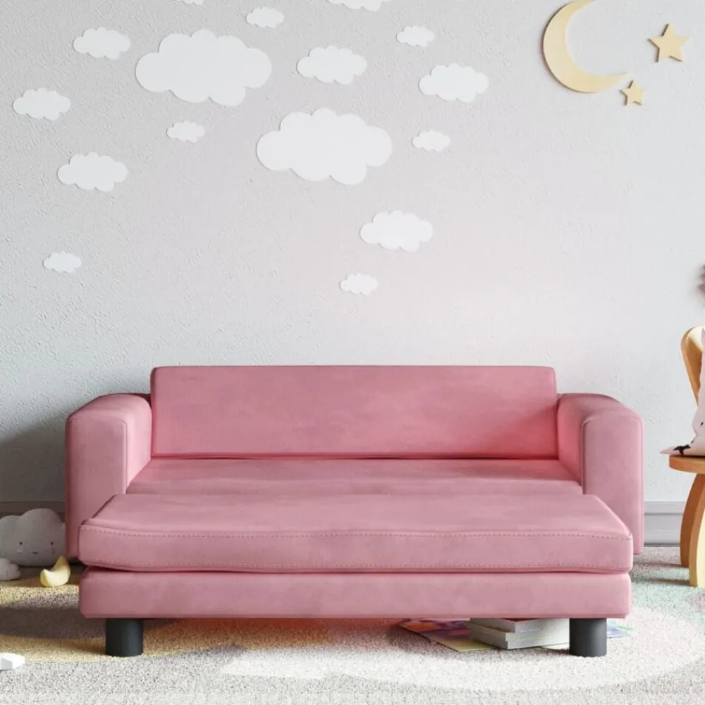 Mobilier Pour Bébés & Tout-Petits-vidaXL Canapé avec repose-pied pour enfants 100x50x30 cm velours Rose