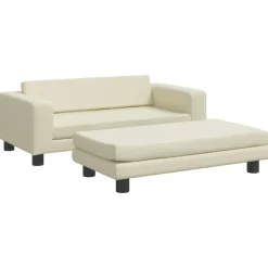 Mobilier Pour Bébés & Tout-Petits-vidaXL Canapé avec repose-pied pour enfants crème 100x50x30 cm Cr&egrave;me