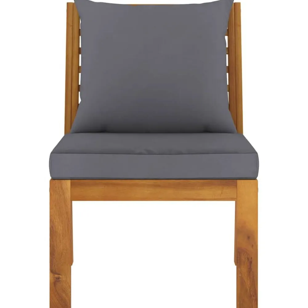 Mobilier De Jardin-vidaXL Canapé central sectionnel avec coussin Bois d'acacia Gris foncé