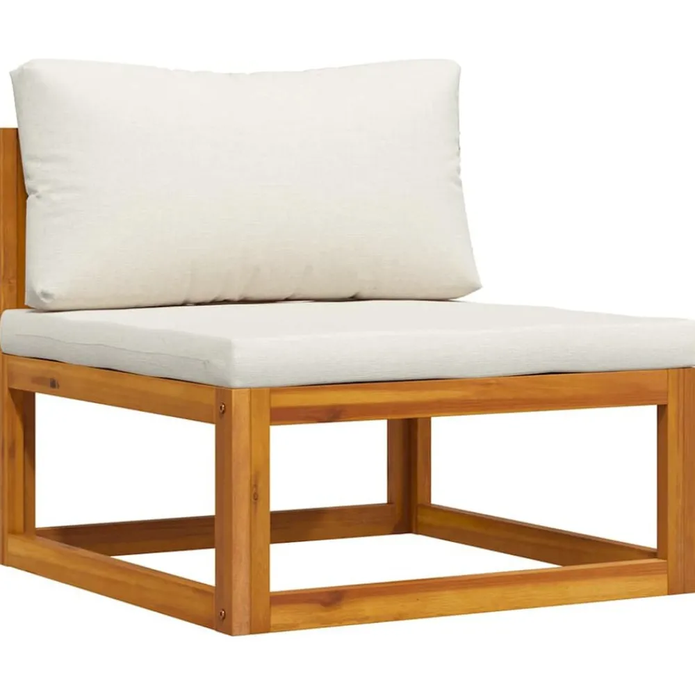 vidaXL Canapé central sectionnel et coussin blanc crème Bois d'acacia
