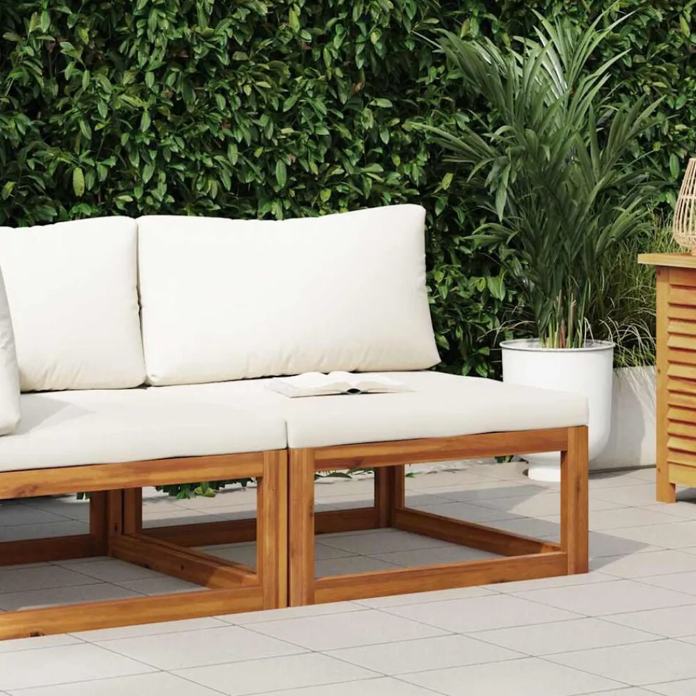 vidaXL Canapé central sectionnel et coussin blanc crème Bois d'acacia