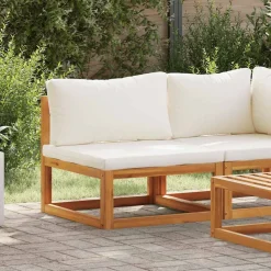 vidaXL Canapé central sectionnel et coussin blanc crème Bois d'acacia