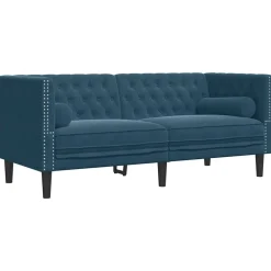 vidaXL Canapé Chesterfield avec traversins 2 places velours