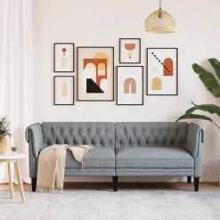 vidaXL Canapé Chesterfield 3 places tissu