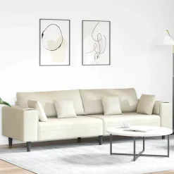 vidaXL Canapé Crème 250 x 77 x 76 cm Velours