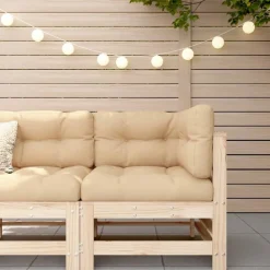 Mobilier De Jardin-vidaXL Canapé d'angle avec coussins bois de pin solide Pin naturel