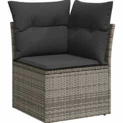 Mobilier De Jardin-vidaXL Canapé d'angle de jardin avec coussins résine tressée Gris