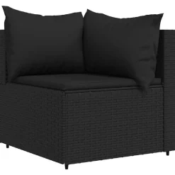 Mobilier De Jardin-vidaXL Canapé d'angle de jardin avec coussins Résine tressée Noir