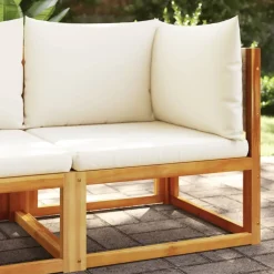 vidaXL Canapé d'angle de jardin avec coussins en bois d'acacia et rotin
