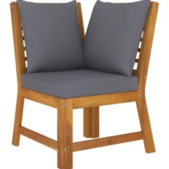 Mobilier De Jardin-vidaXL Canapé d'angle sectionnel avec coussin Acacia solide Gris foncé