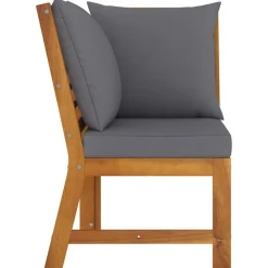 Mobilier De Jardin-vidaXL Canapé d'angle sectionnel avec coussin Acacia solide Gris foncé