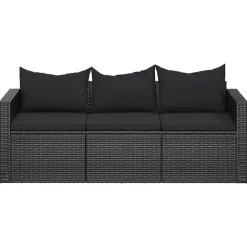 Mobilier De Jardin-vidaXL Canapé de jardin à 3 places avec coussins résine tressée Noir