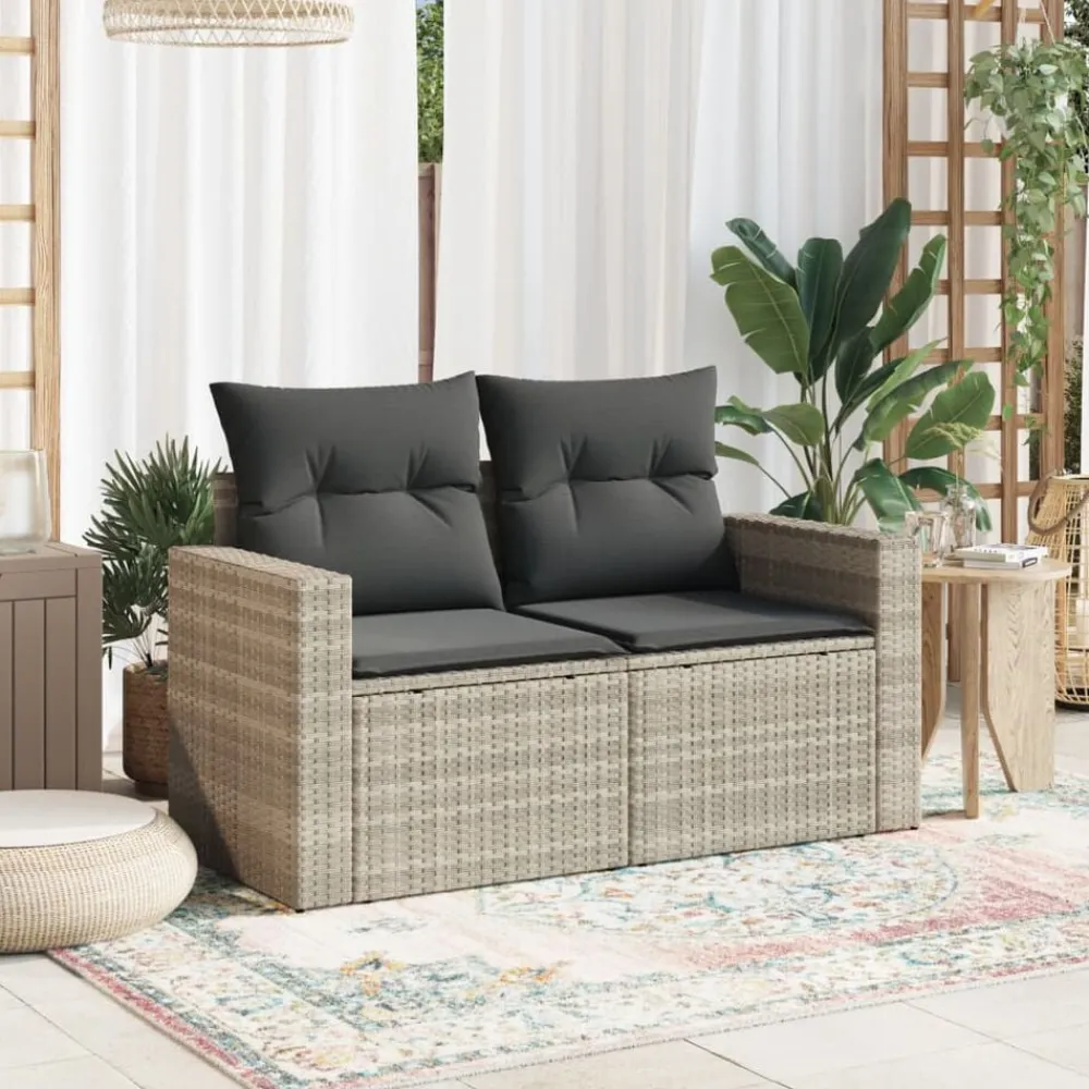 vidaXL Canapé de jardin 2 places et coussins résine tressée