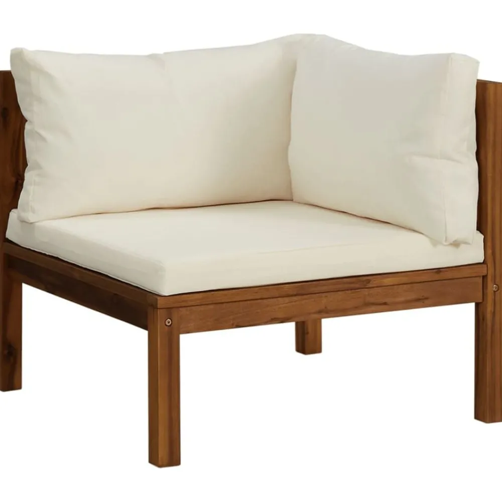 vidaXL Canapé de jardin 3 places et coussin crème Bois d'acacia massif