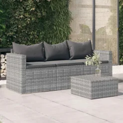 vidaXL Canapé de jardin 3 places avec coussins Résine tressée