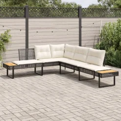 Mobilier De Jardin-vidaXL Canapé de jardin avec coussins en forme de L rotin acacia Noir
