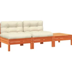 vidaXL Canapé de jardin avec coussins et repose-pied 2 places