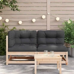 vidaXL Canapé de jardin avec coussins 2 places bois de pin massif