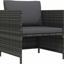 Mobilier De Jardin-vidaXL Canapé de jardin avec coussins Résine tressée Gris