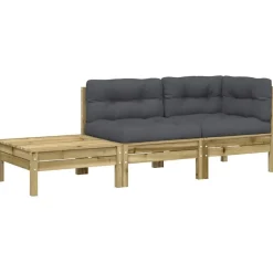 Mobilier De Jardin-vidaXL Canapé de jardin avec coussins et repose-pied bois pin imprégné Naturel impregné