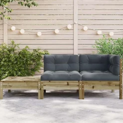 Mobilier De Jardin-vidaXL Canapé de jardin avec coussins et repose-pied bois pin imprégné Naturel impregné