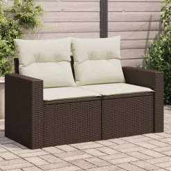 vidaXL Canapé de jardin avec coussins 2 places résine tressée