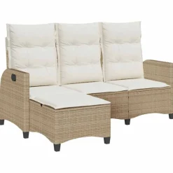 Mobilier De Jardin-vidaXL Canapé de jardin inclinable coussins forme de L polyrotin Beige