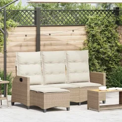 Mobilier De Jardin-vidaXL Canapé de jardin inclinable coussins forme de L polyrotin Beige