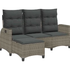 vidaXL Canapé de jardin inclinable coussins forme de L polyrotin