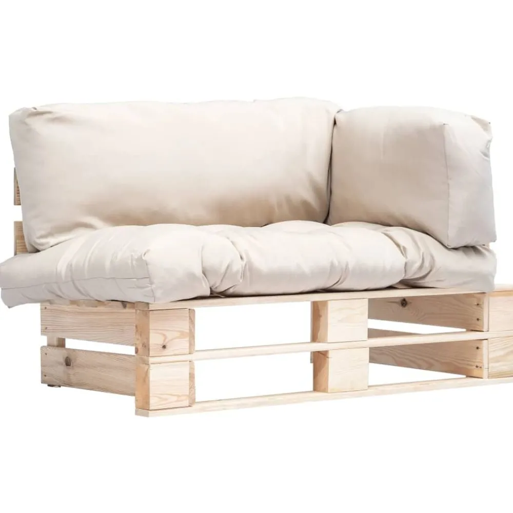 Mobilier De Jardin-vidaXL Canapé de jardin palette avec coussins sable Pinède Naturel et sable