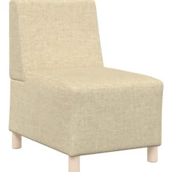 Canapés-vidaXL Canapé modulaire sans accoudoirs Crème 55 cm Tissu Cr&egrave;me